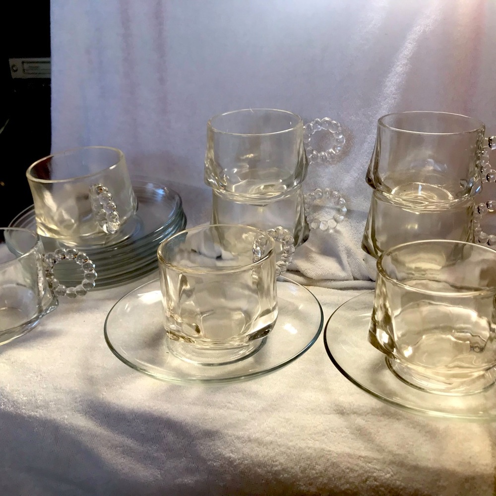 Set 8 transparent tea cups